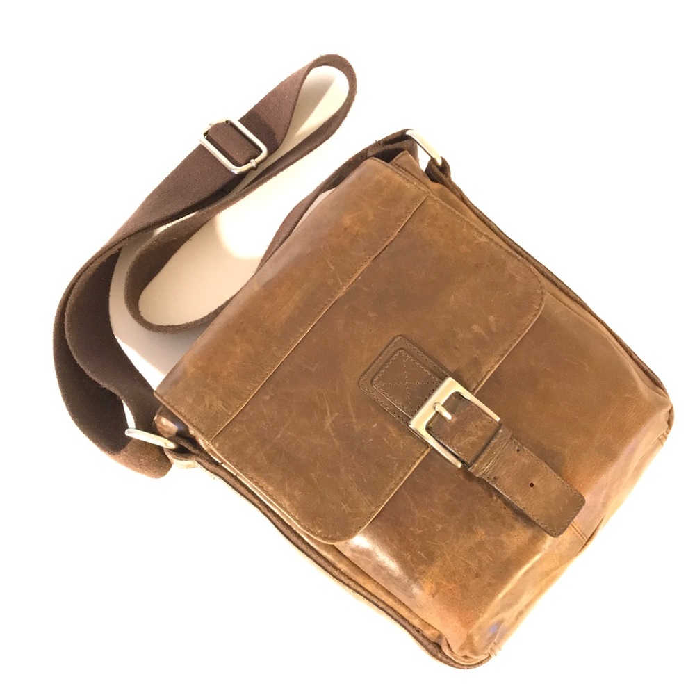 Fossil Chestnut Leather Crossbody Messenger Bag